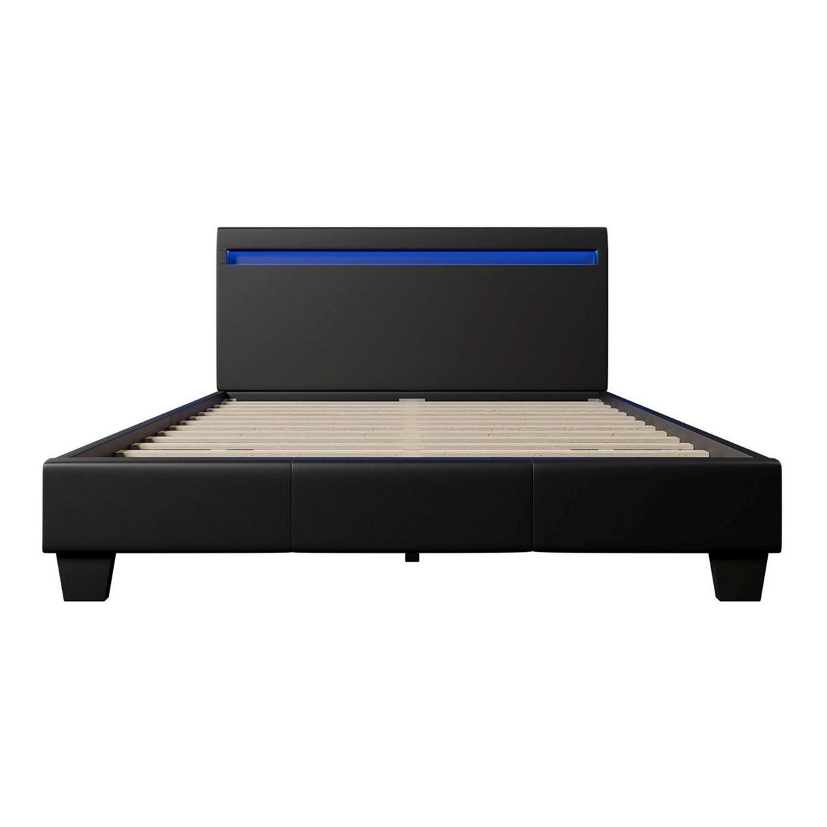 POLSTERBETT Paris mit LED schwarz 120x200cm - Schwarz, Holzwerkstoff (120/200cm) - Juskys