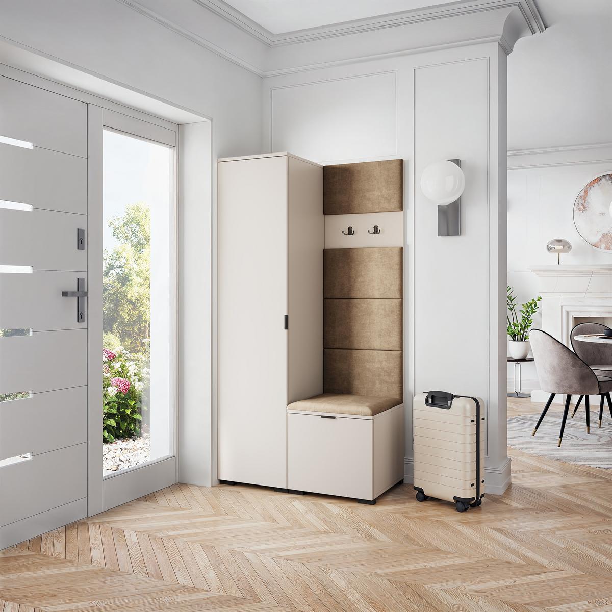 GARDEROBENSCHRANK LORI 95/181/51 cm Modern Garderobe-Set Kaschmir - Kaschmir/Mokka, Holzwerkstoff (95/181/51cm) - MASSENO