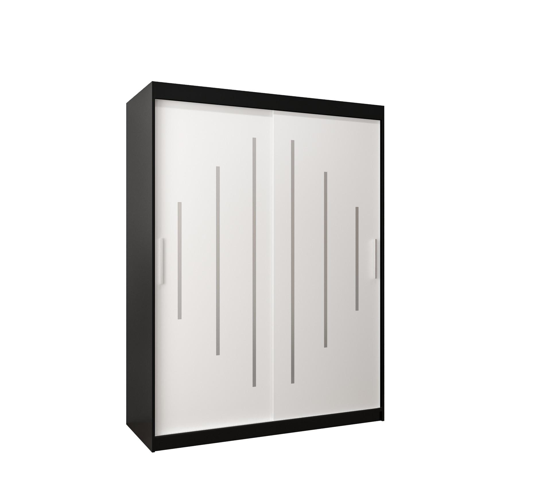 SCHWEBETÜRENSCHRANK 200/150/62 2-türig - Silberfarben/Schwarz, Holz/Kunststoff (150/200/62cm) - Abiks Möbel
