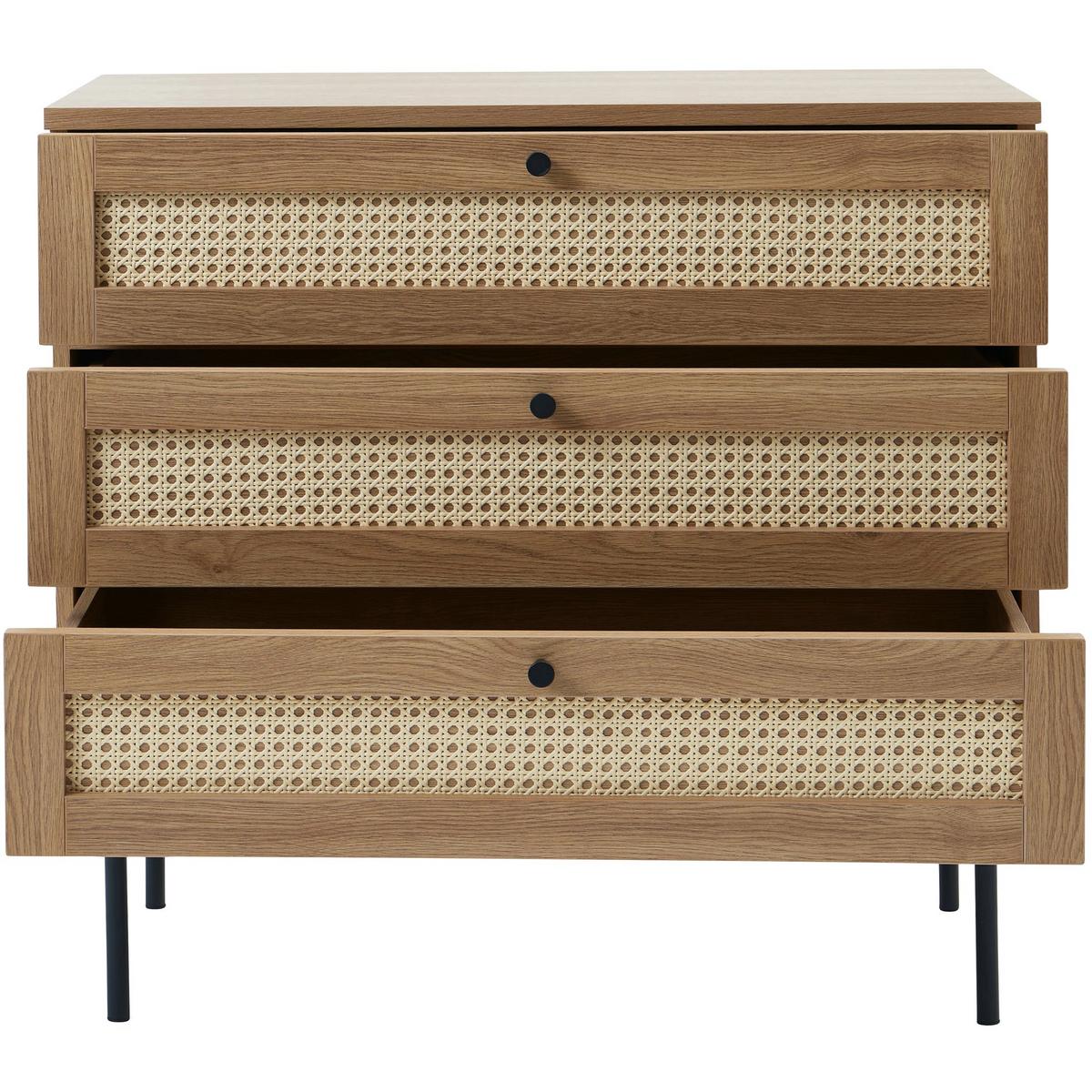 KOMMODE Mogest mit 3 Schubladen 80 cm - Beige/Schwarz, Holzwerkstoff/Kunststoff (80/75/40cm) - Selsey