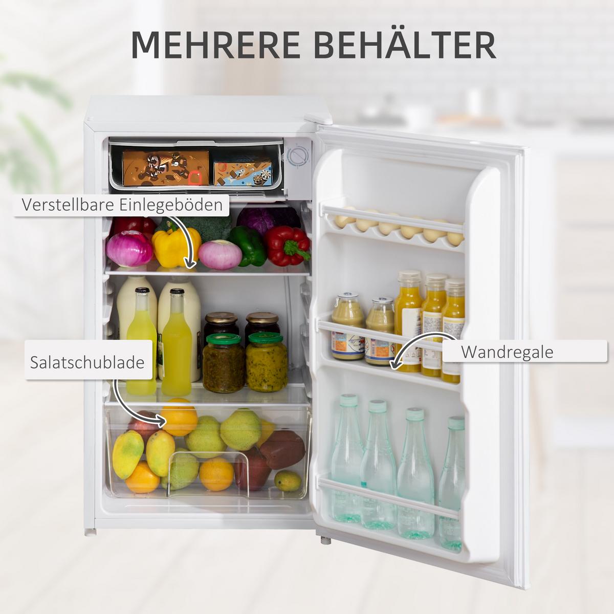 MINIKÜHLSCHRANK mit Gefrierfach 91L Weiß - Weiß, Kunststoff (44.2/84/47.5cm) - HOMCOM