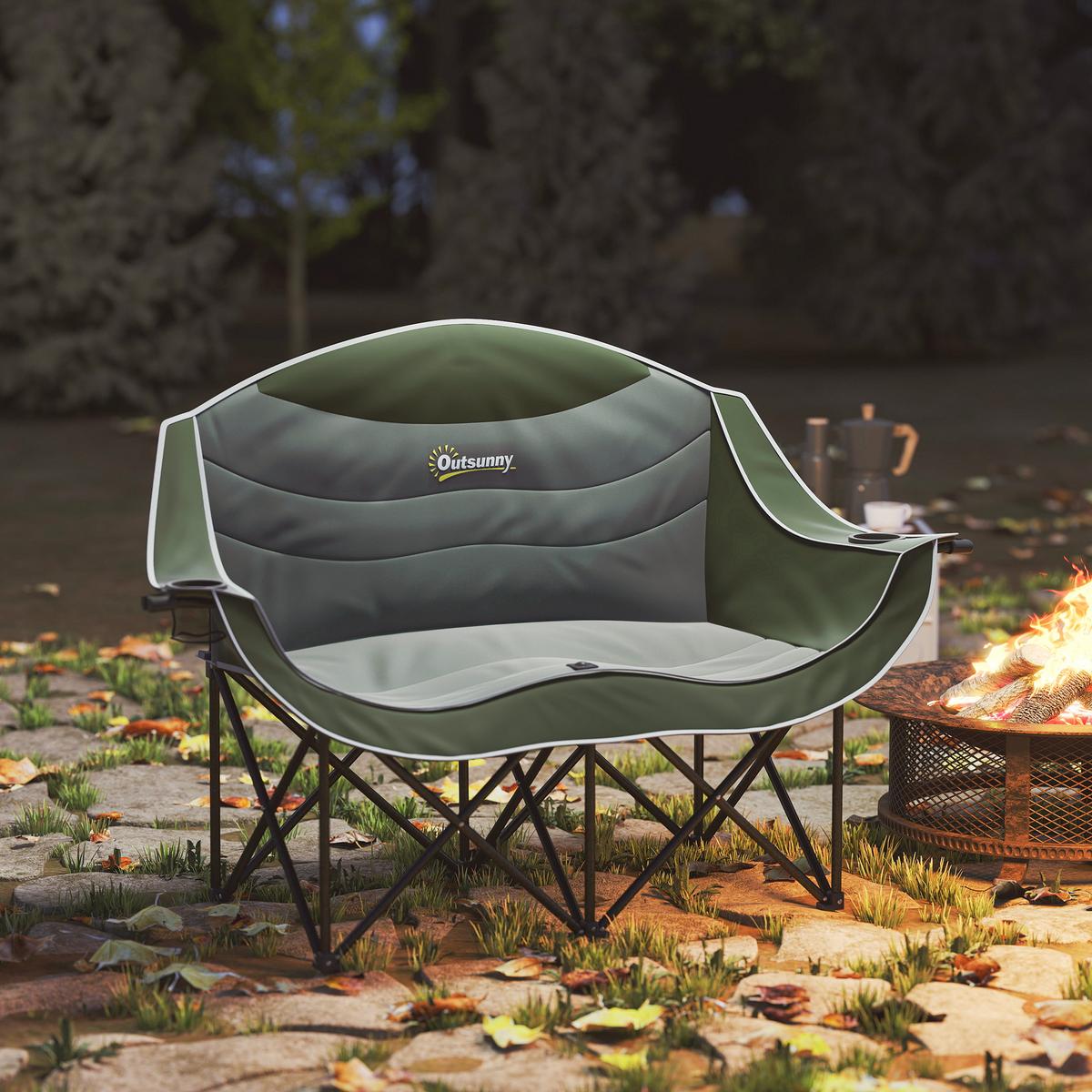 CAMPINGSTUHL Metall Oxfordstoff Grün - Grün, Textil/Metall (50/90/143cm) - Outsunny