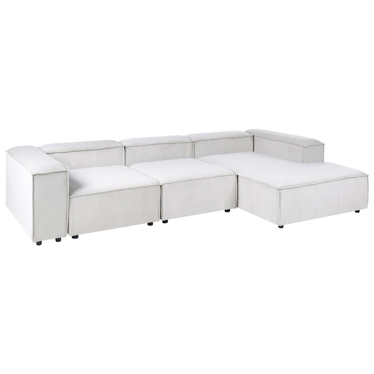 ECKSOFA Modul 4-Sitzer linksseitig Cremeweiß Cord Ardal - Creme/Schwarz, Textil (326/180cm) - Beliani