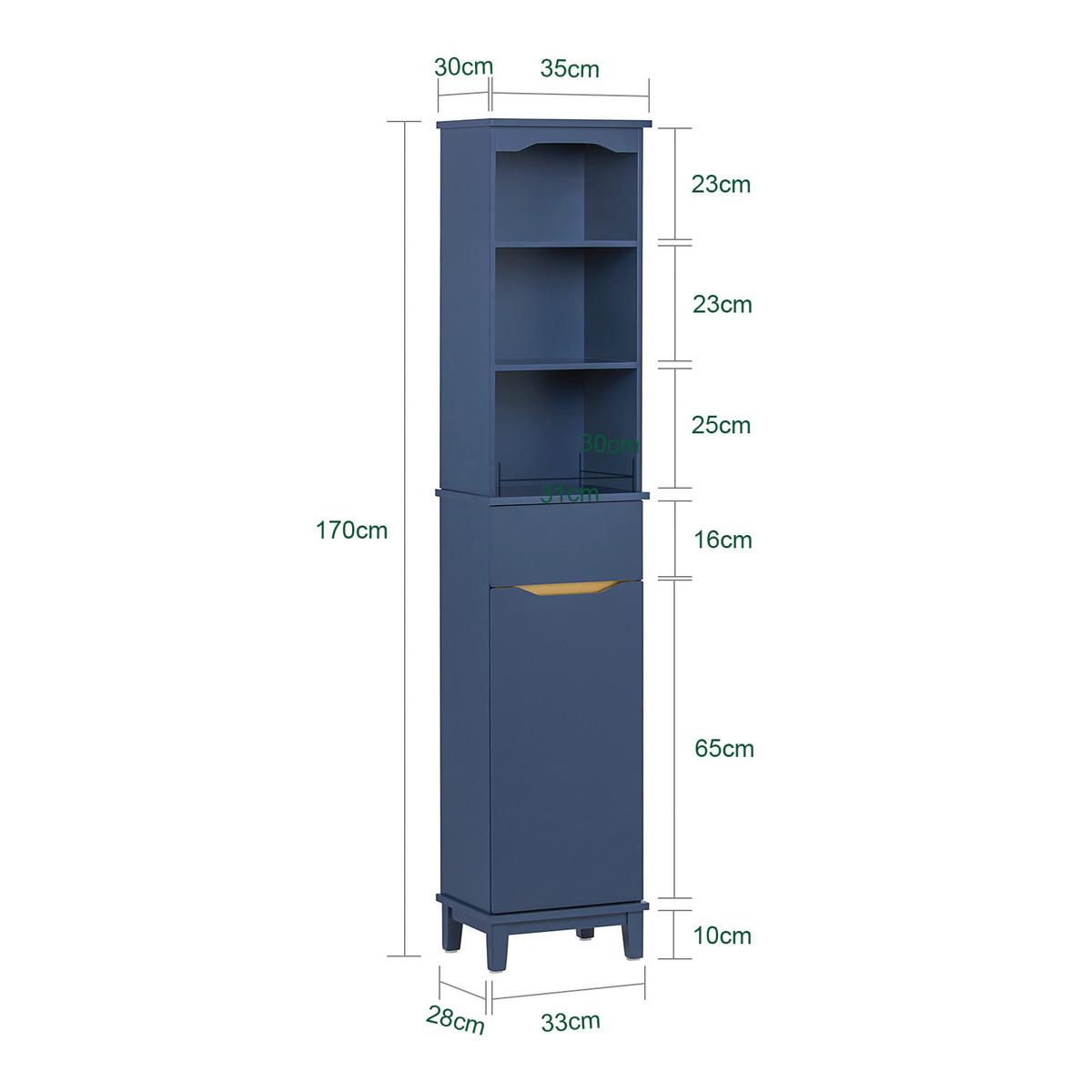 HOCHSCHRANK Blau - Blau, Holz/Holzwerkstoff (35/170/30cm) - SoBuy