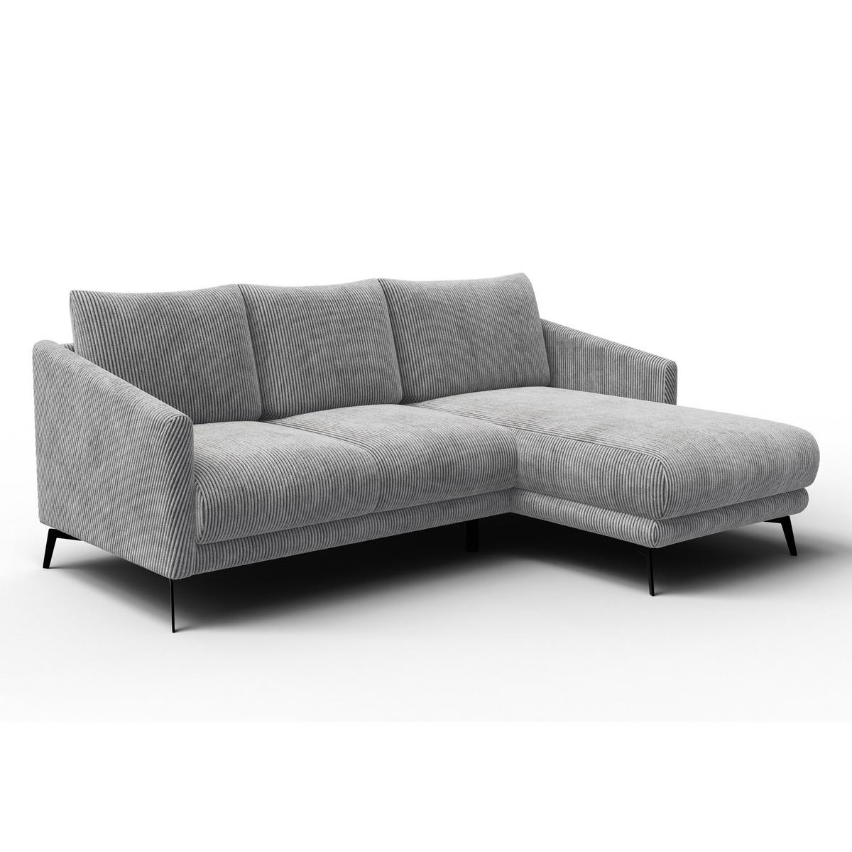 ECKSOFA VILT 3-Sitzer, hellgrau - Hellgrau/Schwarz, Holzwerkstoff/Textil (221/156cm) - Wozimo