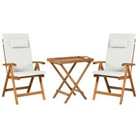 BISTRO-SET Akazienholz Cremeweiß Java Premiuim - Hellbraun, Holz - Beliani