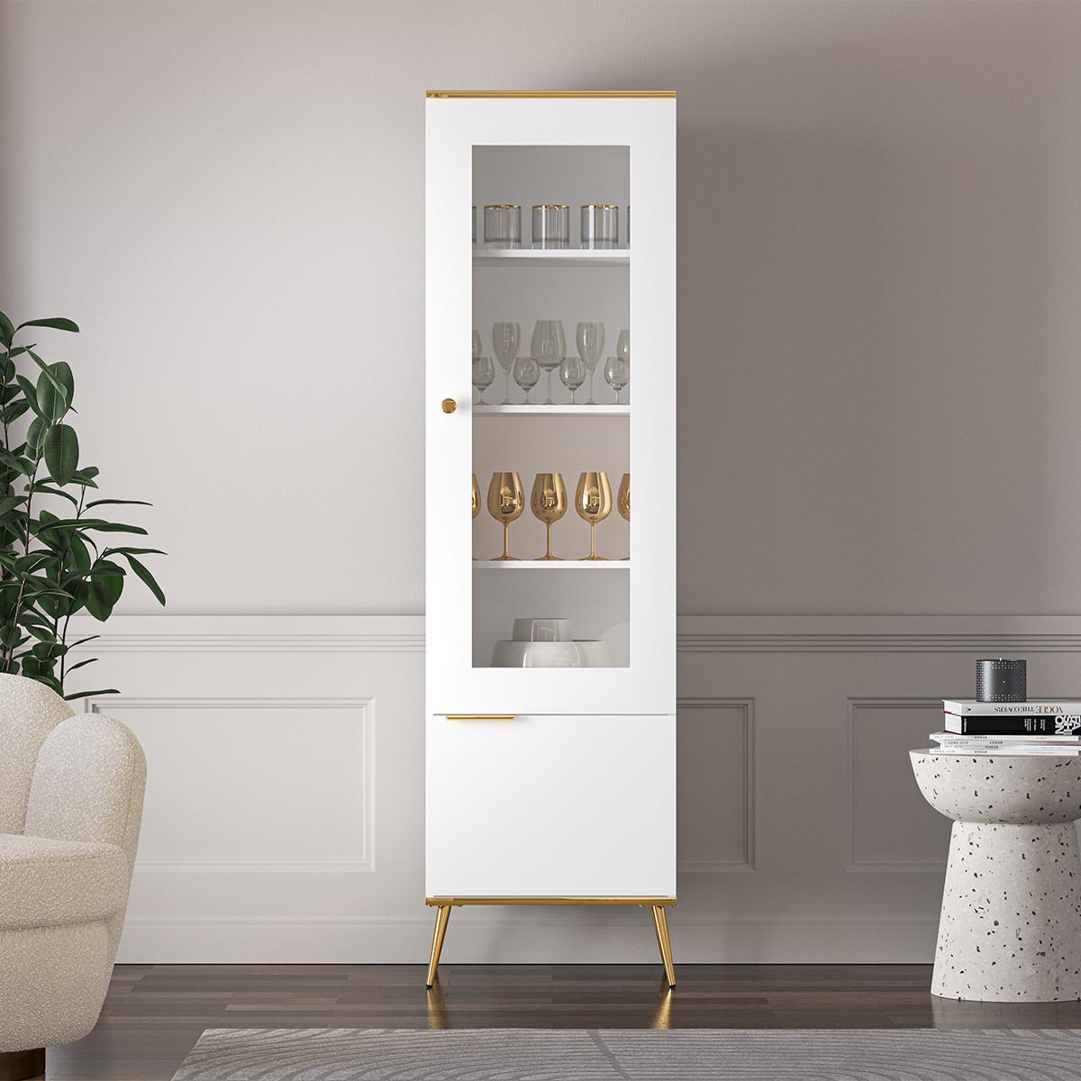 VITRINE Zora Weiß - Weiß, Holzwerkstoff (55/195/40cm) - Petits-meubles