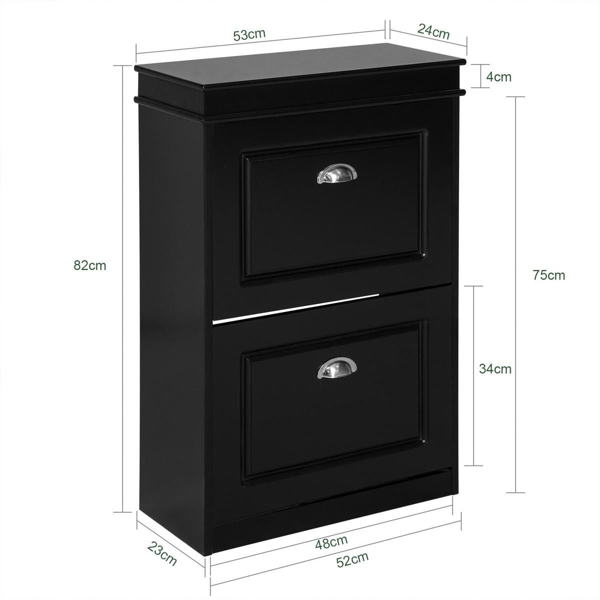 SCHUHSCHRANK Schwarz - Schwarz, Holzwerkstoff (53/82/24cm) - SoBuy