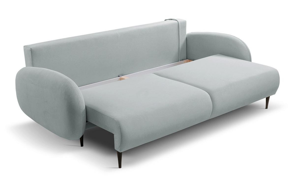 SCHLAFSOFA Bafra Grau Velours - Schwarz/Grau, Holz/Textil (232/92/102cm) - Selsey