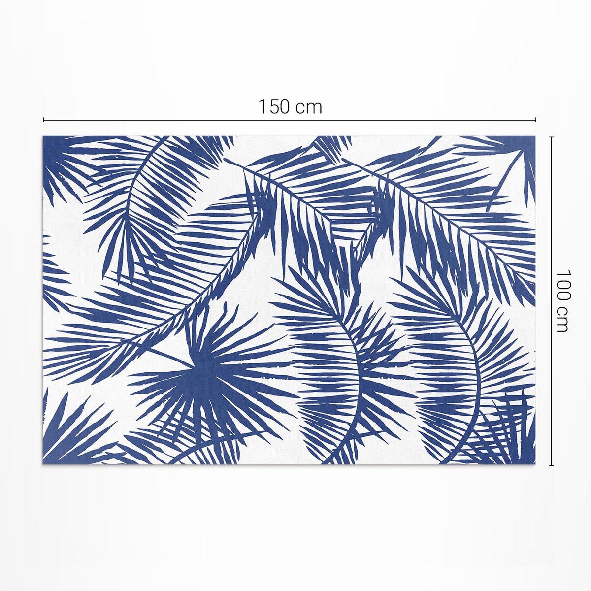 TEPPICH 100x150 cm Tropische Blätter Illustration - Pastellblau, Kunststoff (100/150cm) - Wallfluent