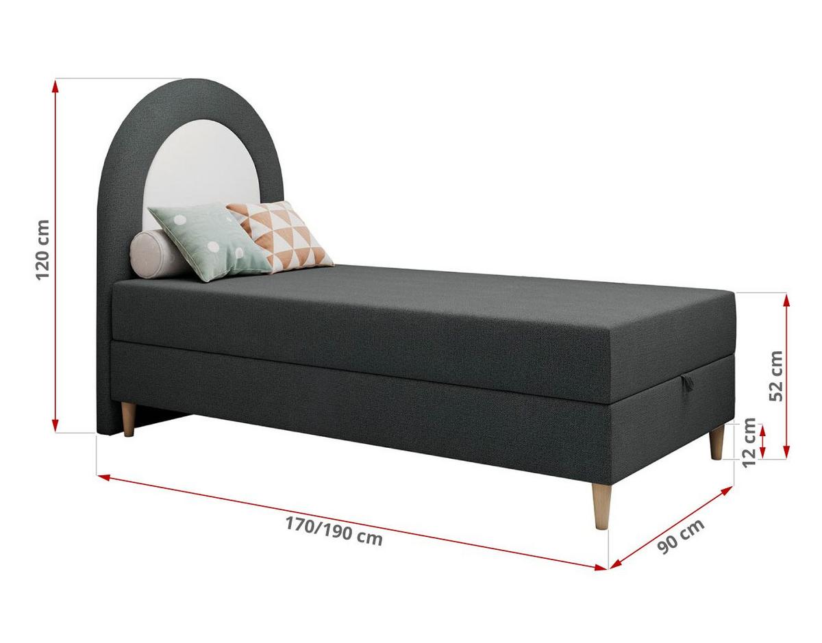 BOXBETT NEST 90/180 Dunkelgrau Struktur - H3 - Dunkelgrau, Holz/Textil (90/180cm) - MKS