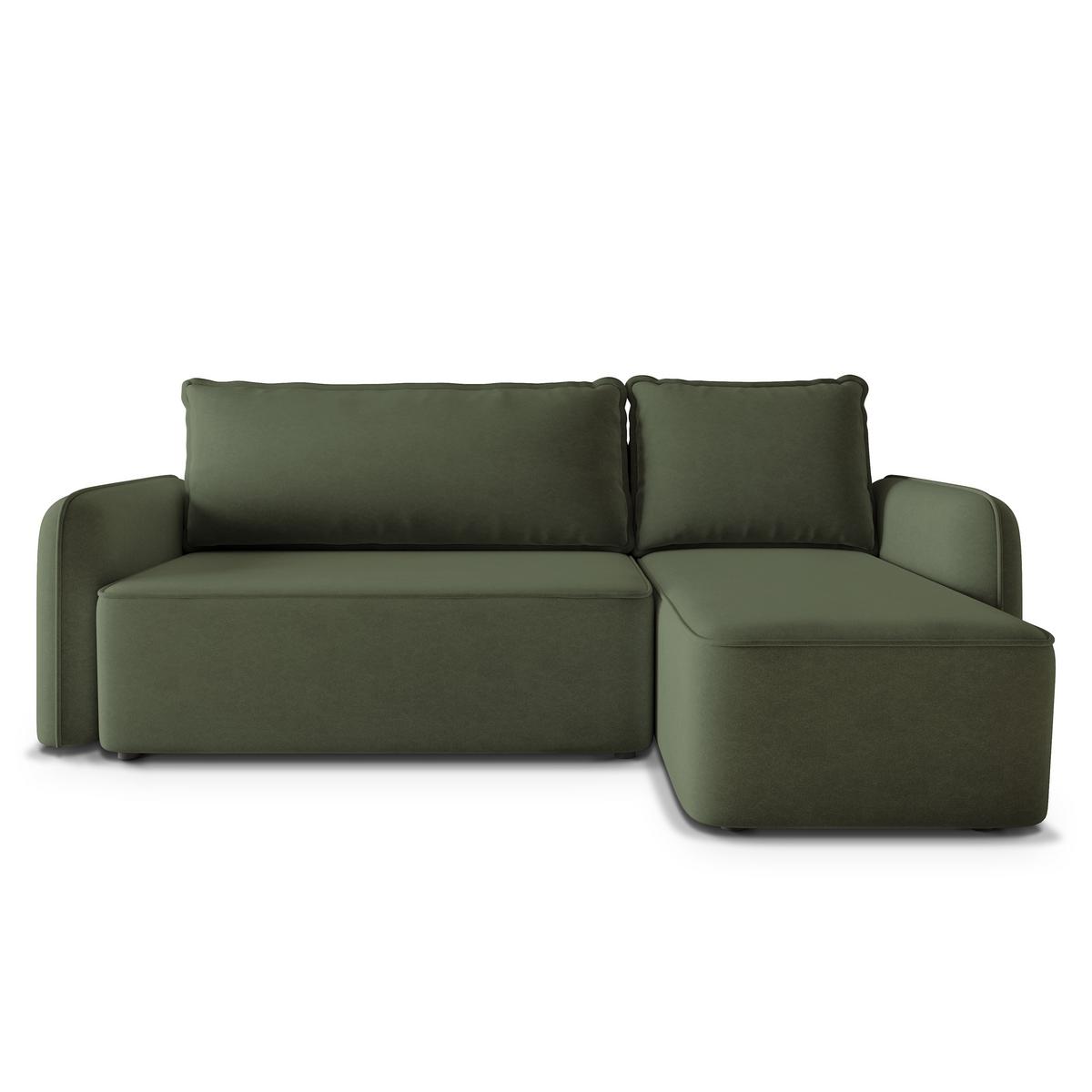 ECKSOFA DOLVER CL Olivgrün Samtstoff mit Schlaffunktion - Olivgrün, Holzwerkstoff/Textil (238/156cm) - MASSENO
