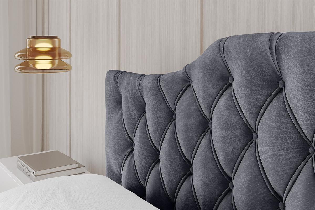 POLSTERBETT mit Bettkasten, Fußteil und Lattenrost, Boxbett mit Matratze H3/H4 - FALIO-Z-V1 120x200 Dunkelgrau - Dunkelgrau, Holzwerkstoff/Textil (120/200cm) - ALTDECOR
