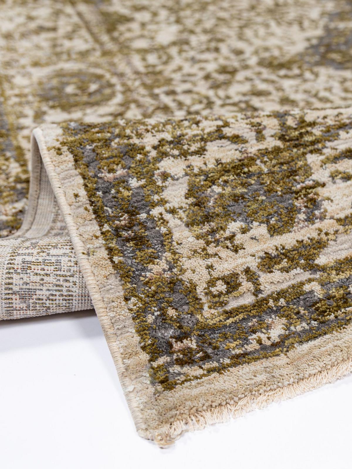 STRUKTURTEPPICH, mit Fransen, ADUR, Medaillon, Erdtöne-Grün, 120 x 160 cm - Grün, Textil (120/160cm) - KADIMA DESIGN