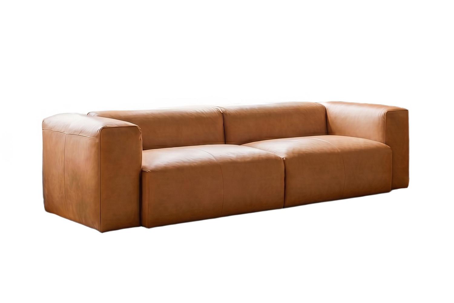 SOFA CELESTE Braun Leder - Schwarz/Braun, Leder/Kunststoff (302/72/114cm) - KAWOLA