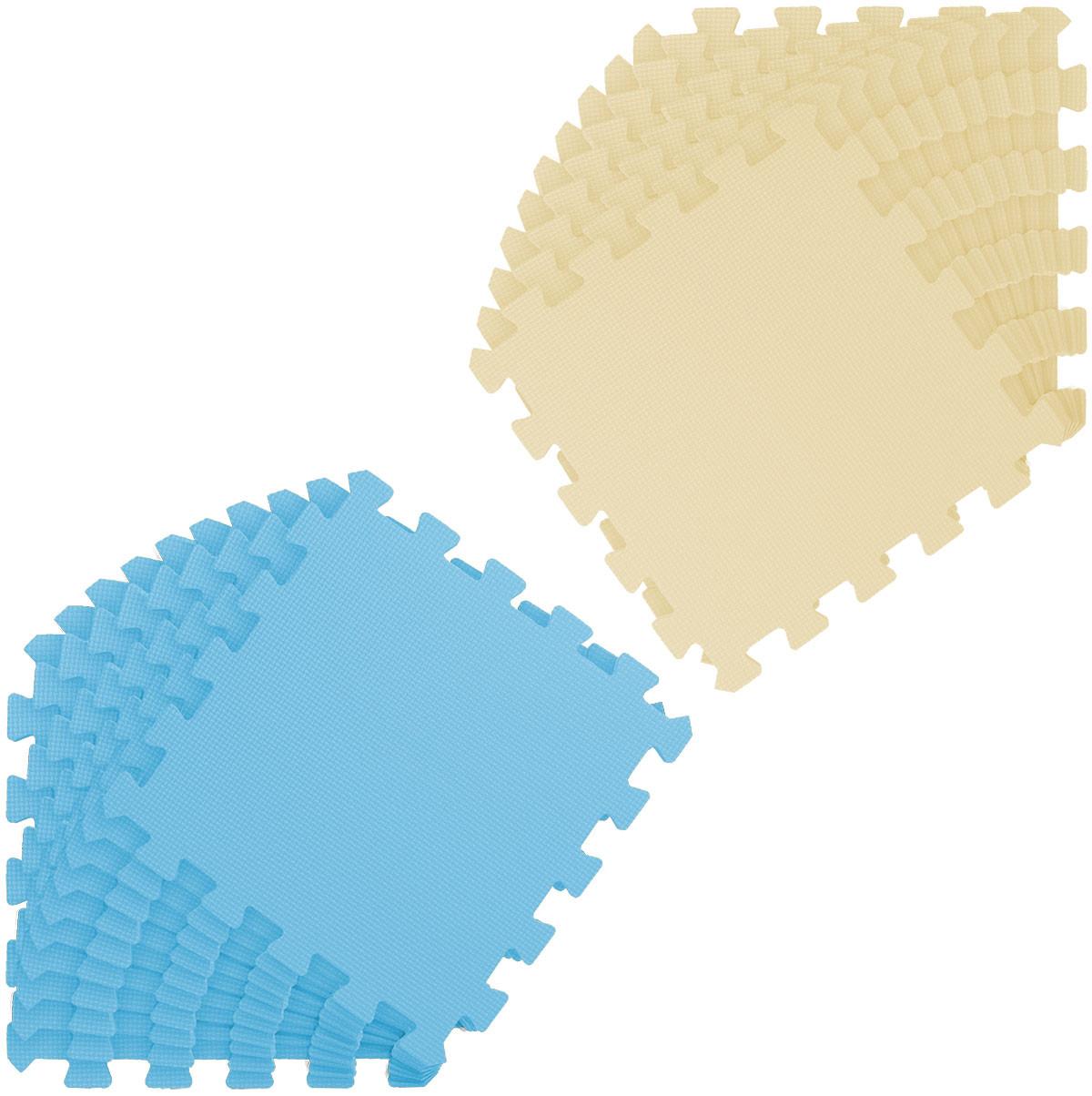 SPIELMATTE ab Null - 180/90/1 cm Puzzlematte Beige - Beige/Hellblau, Kunststoff (30/30cm) - Littletom