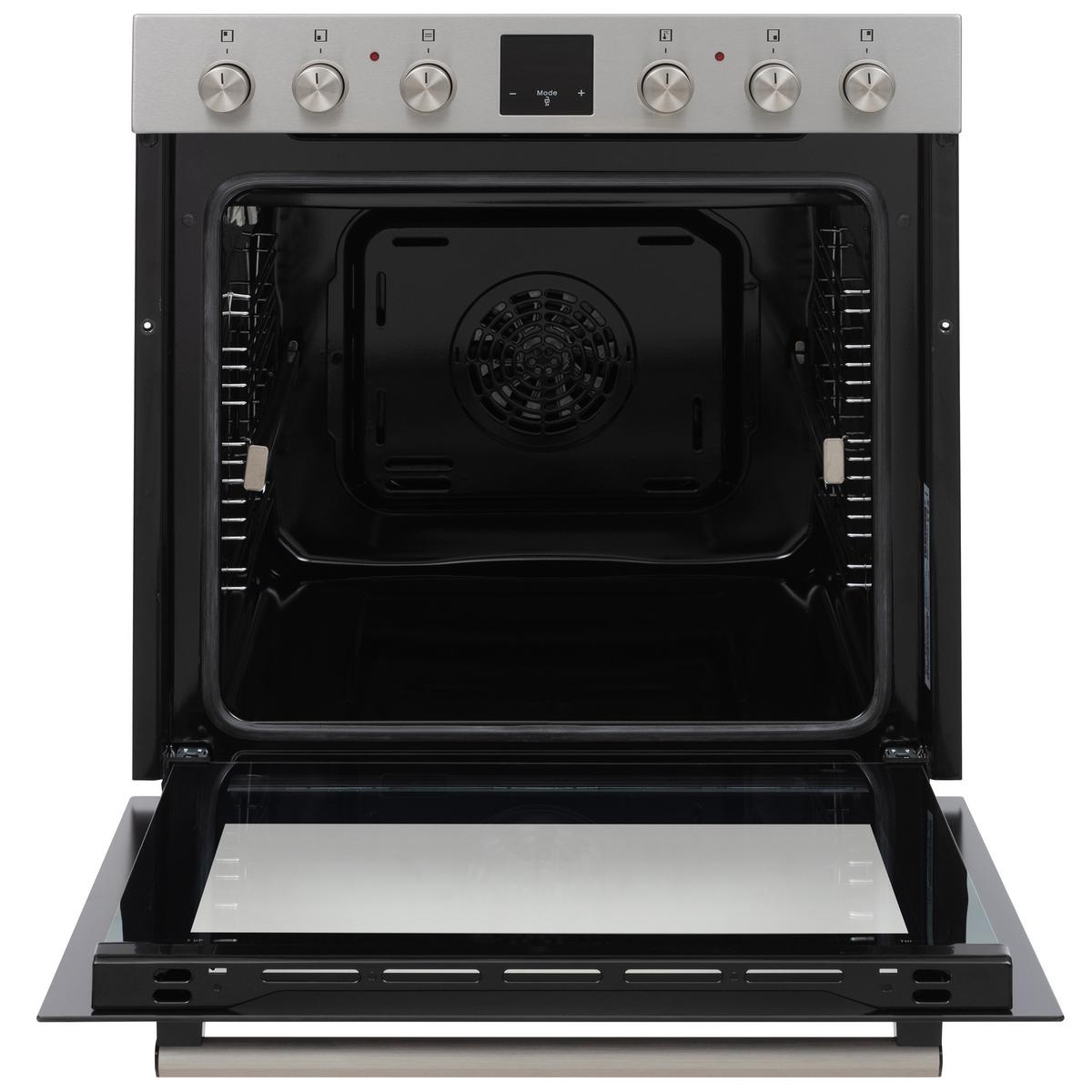 HERDSET, Backofen mit Ober-Unterhitze und Umluft, Glaskeramik-Kochfeld mit 4 Zonen, Teleskopauszug, 78 Liter, 60 cm, B-HS-75-C-I - Edelstahlfarben, Keramik/Metall (59.5/59.5/57cm) - Telefunken