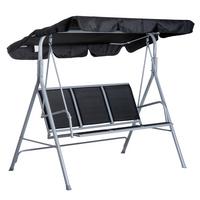 HOLLYWOODSCHAUKEL, mit Dach, Metall, Schwarz+Silber, 171 x 108 x 154 cm - Schwarz, Metall (108/154/171cm) - Outsunny