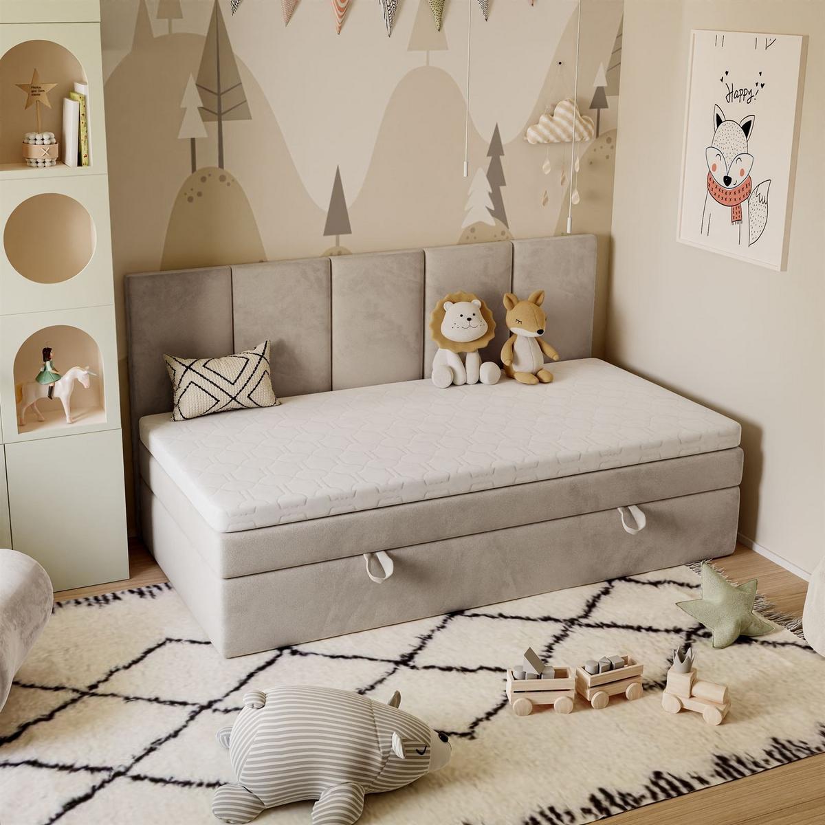 BOXSPRINGBETT ELZA MINI mit Topper 100x200 cm Royal Velvet 180 - Beige, Textil - Lookway
