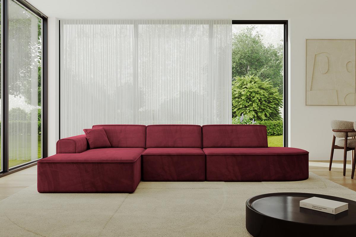 ECKSOFA Ottomane Links IREA-L2-v3 - 327x165x77 cm Bordeauxrot - Bordeaux, Holzwerkstoff/Textil (327/165cm) - ALTDECOR