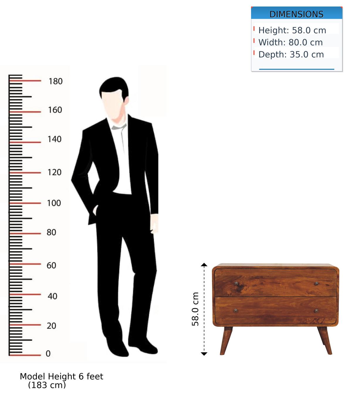 KOMMODE Massivholz Gebogenes Kastanienbraun, 2 Schubladen, Dunkelbraun - Dunkelbraun/Messingfarben, Mangoholz/Holz (80/58/35cm) - Artisan Furniture