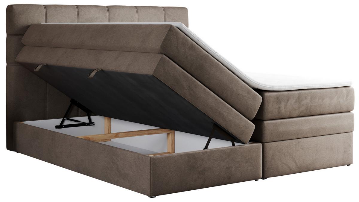 BOXSPRINGBETT ERNI KING 140/200 Braun Velvet - H3 - Braun, Holz/Textil (140/200cm) - MKS