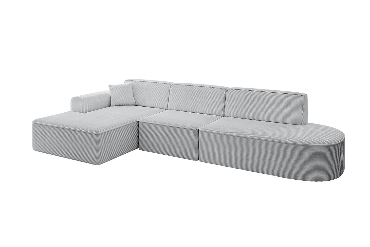 ECKSOFA Ottomane Links IREA-L2-v3 - 327x165x77 cm Grau - Hellgrau/Grau, Holzwerkstoff/Textil (327/165cm) - ALTDECOR