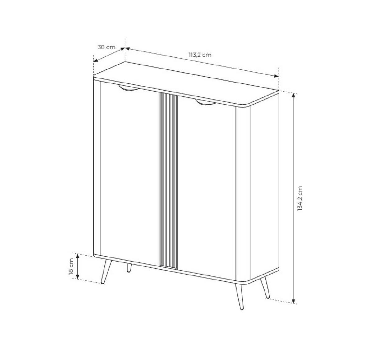SIDEBOARD NOBILE 113,2x38x134 cm mit 2 Türen Eichefarben - Braun, Holzwerkstoff (113.2/134/38cm) - MASSENO