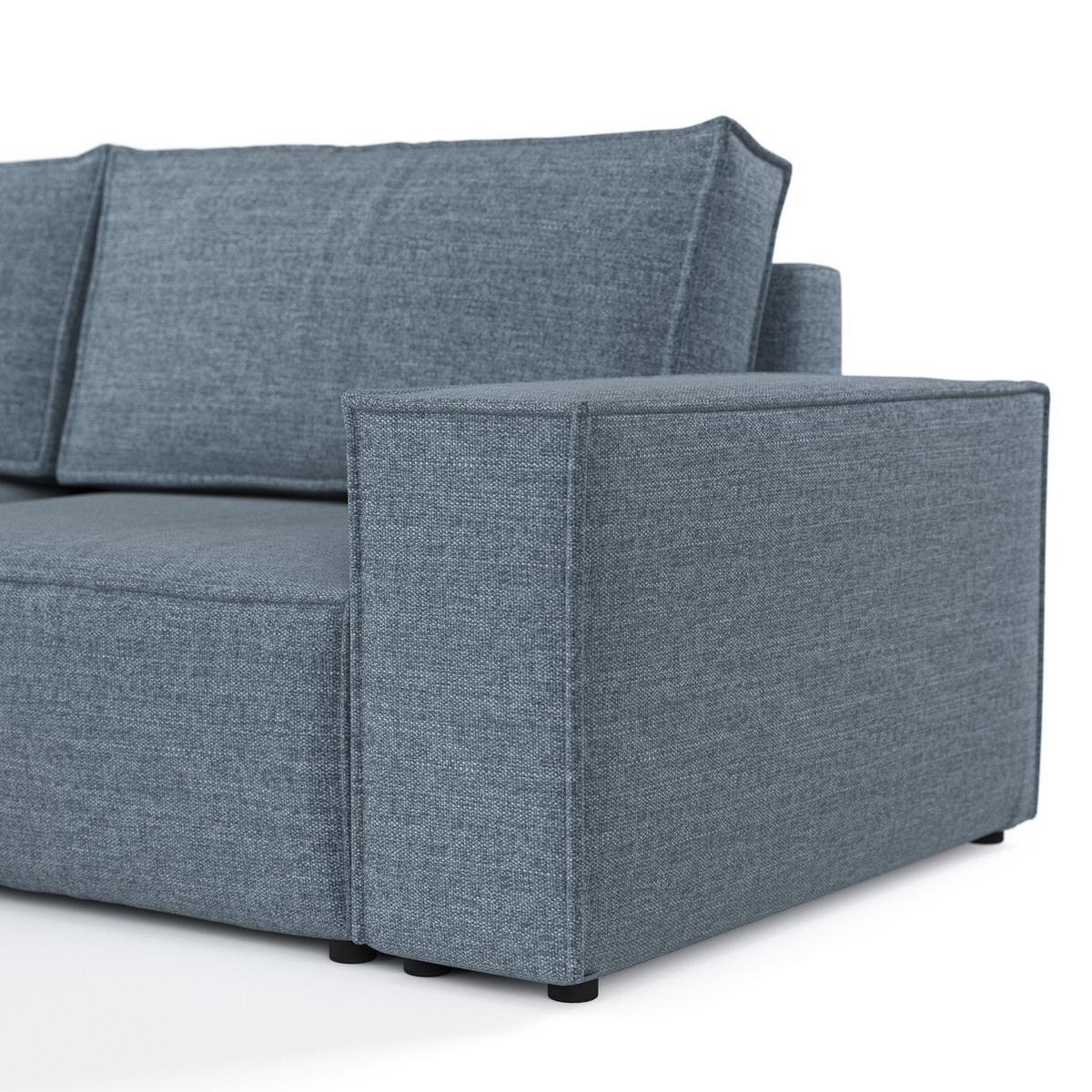 ECKSOFA CAVO mit Schlaffunktion Blaugrau im City Stoff - Blaugrau/Schwarz, Holz/Holzwerkstoff (255/148cm) - AltaBeds