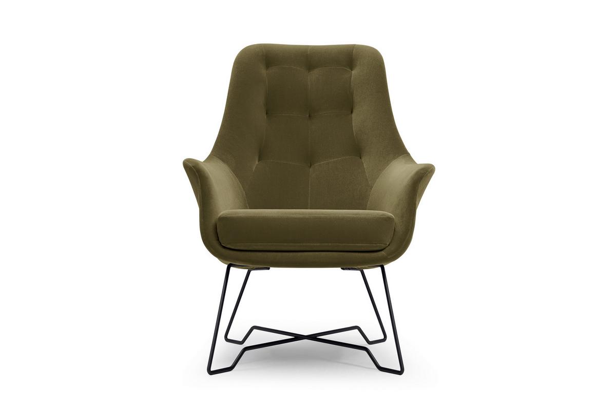 SESSEL SEDUTA, Modern Polstersessel Loungesessel, Velours-Stoff Olivgrün - Olivgrün, Holz/Metall (72.5/101.5/83cm) - MASSENO