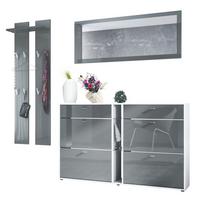 GARDEROBE Orlando Grau Hochglanz - Grau, Holzwerkstoff (215/210/28cm) - Vladon