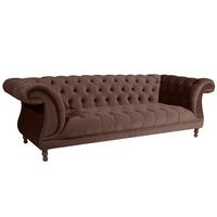 CHESTERFIELD Sofa 3-Sitzer Kaylin Samtvelours braun - Braun, Kunststoff (253/80/100cm) - 58aufmkessel