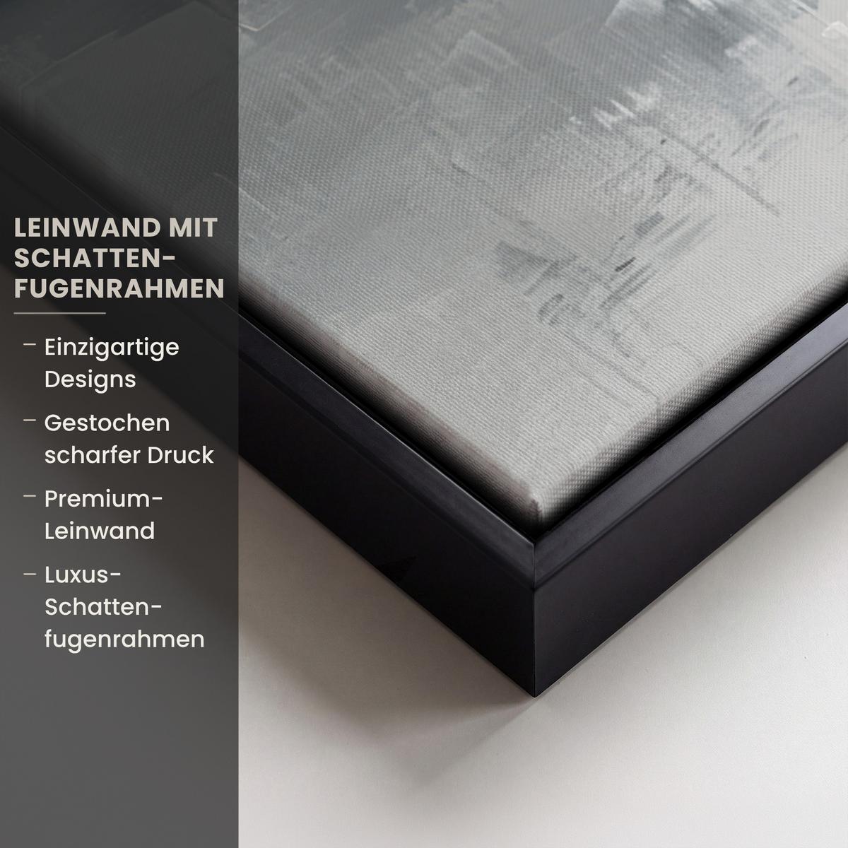 LEINWAND Bilder mit Rahmen - Kunst - Grau - Gold - Abstrakt - 70x50 - Dunkelgrau, Textil (70/50cm) - MuchoWow