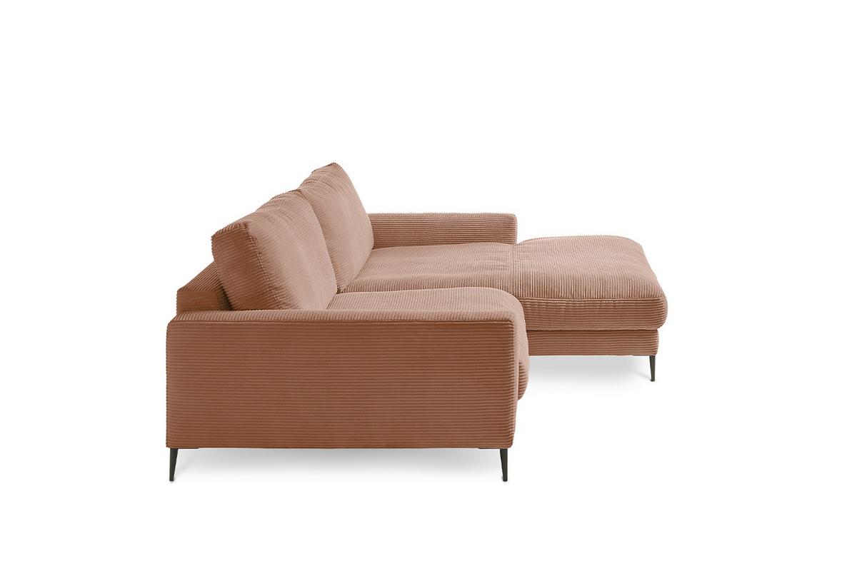 ECKSOFA CARA Braun Cord - Schwarz/Braun, Textil/Metall (272/190cm) - KAWOLA