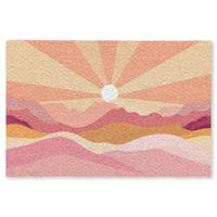 FUSSMATTE Berge - Abstrakt - Sonnenstrahlen - Rosa Sauberlaufmatte 60x40 cm - Rosa, Kunststoff (60/0.4cm) - MuchoWow