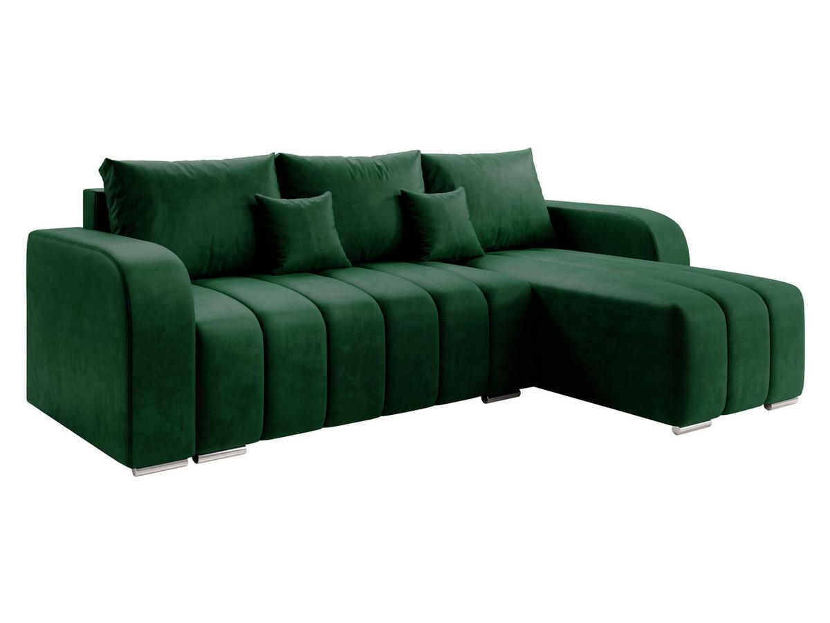 ECKSOFA Pufetto - Smaragdgrün/Silberfarben, Holz/Textil (244/147cm) - MIRJAN24
