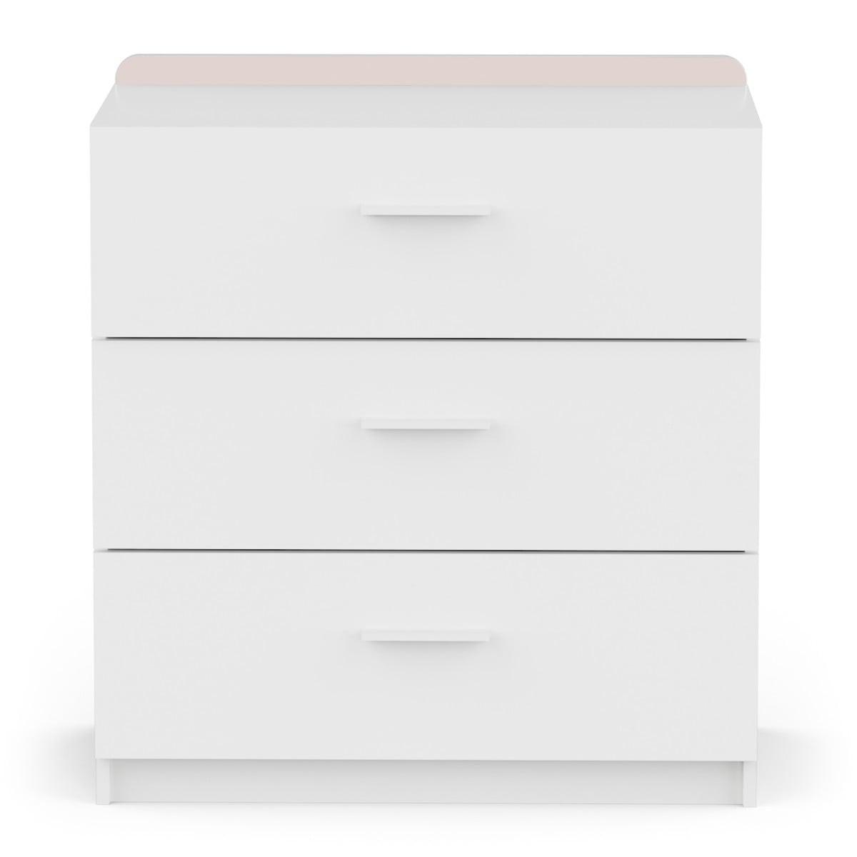 KOMMODE mit 3 Schubladen in Weiß, Sturmblau und Aprikose 77,2/40,5/83,7 cm - Weiß, Holzwerkstoff (40.5/83.7/77.2cm) - Calicosy