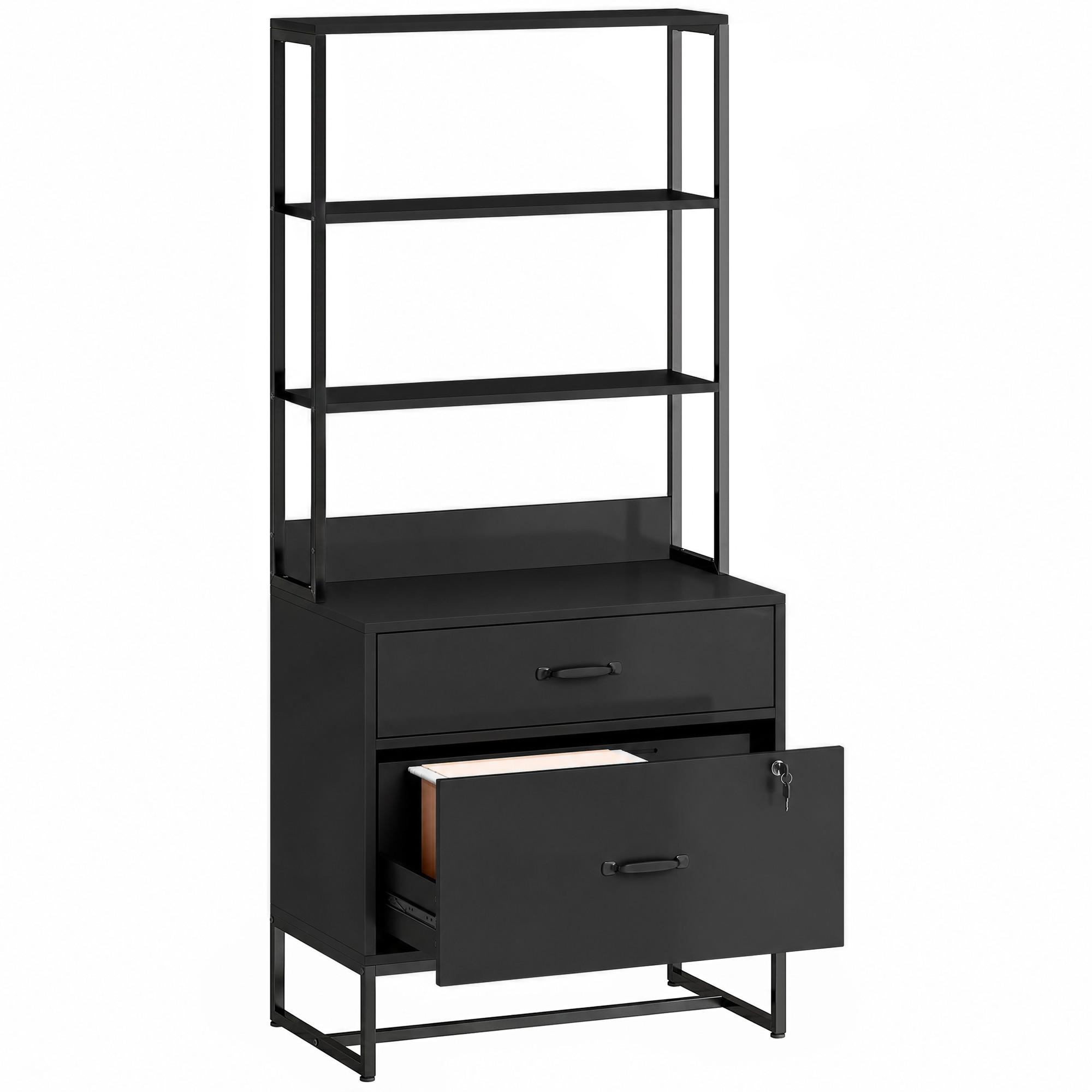 AKTENSCHRANK Spanplatte Metall Schwarz - Schwarz, Holzwerkstoff/Metall (40/157/70cm) - HOMCOM