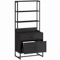AKTENSCHRANK Spanplatte Metall Schwarz - Schwarz, Holzwerkstoff/Metall (40/157/70cm) - HOMCOM