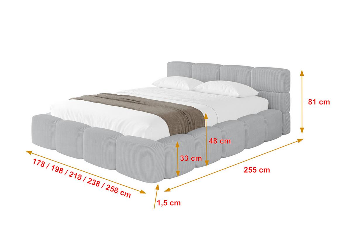 POLSTERBETT mit Bettkasten und Lattenrost, Bett mit Kopfteil, Boxbett ohne Matratze, Doppelbett mit Stauraum - NATA-v1 200x200 Grau - Graphitfarben, Holzwerkstoff/Textil (200/200cm) - ALTDECOR