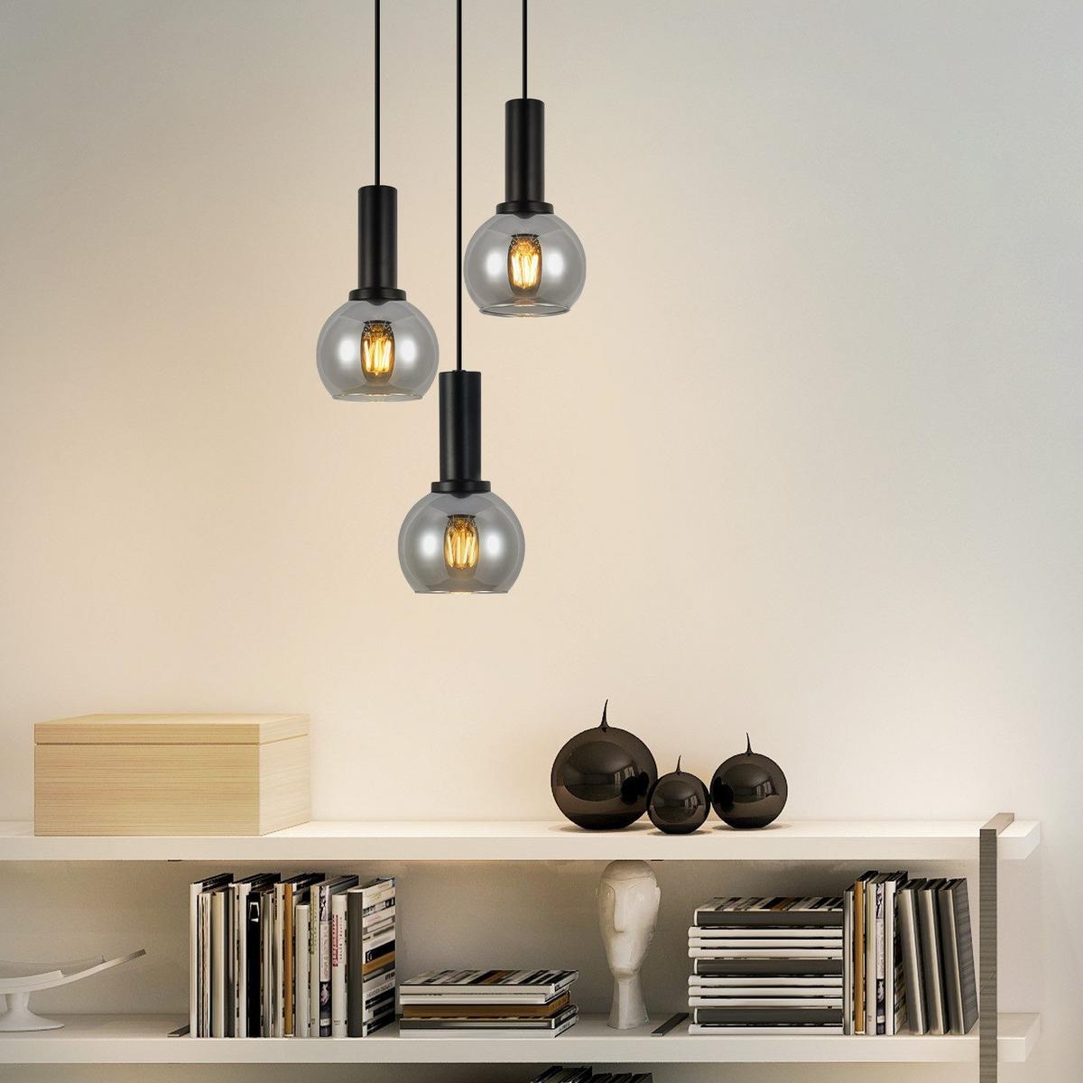 HÄNGELEUCHTE Vossq 22/13/145 cm - Schwarz, Glas/Metall (22/13/145cm) - ZMH