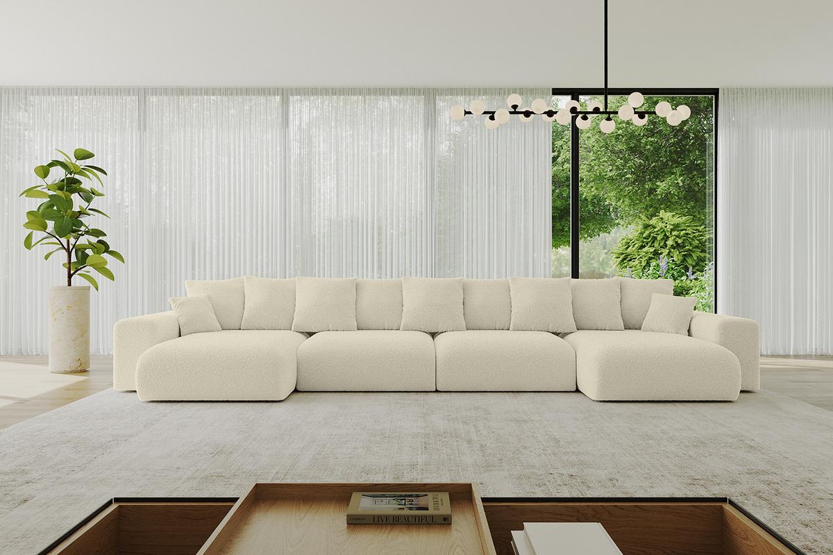 WOHNLANDSCHAFT mit Schlaffunktion ESKAR-U2-464x176x72cm Beige - Creme/Haselnussfarben, Holzwerkstoff/Kunststoff (176/72/464cm) - ALTDECOR