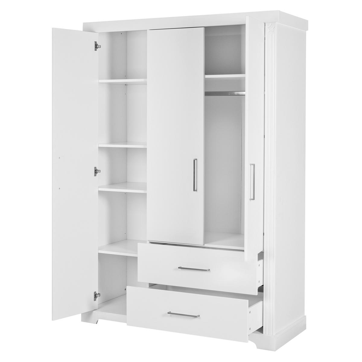 KLEIDERSCHRANK Maxi - Weiß, Holzwerkstoff/Metall (138.5/199/54.5cm) - Roba
