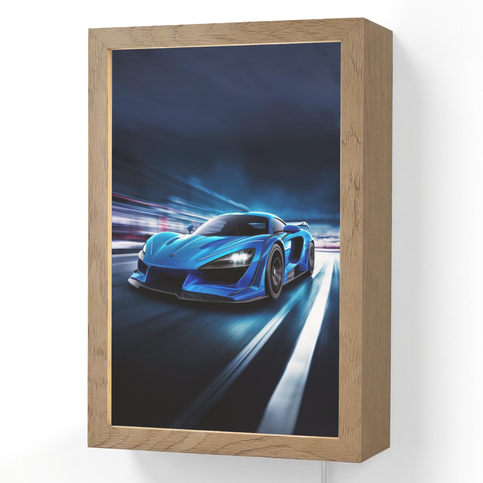 WANDLEUCHTE Auto - Blau - Jungen - Kind 20x30 cm - Blau, Holzwerkstoff (20/30/8cm) - OnlyWow