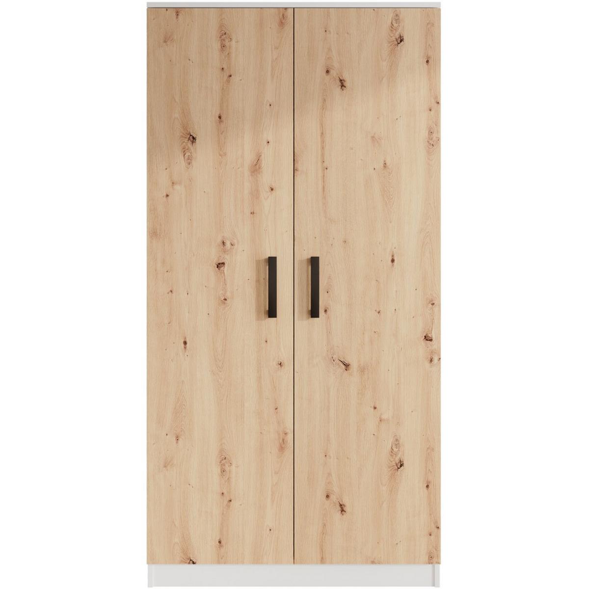DREHTÜRENSCHRANK Trend, ohne Schubladen, Weiß+eiche Artisan - Schwarz/Weiß, Holzwerkstoff (90/180/50cm) - Beautysofa