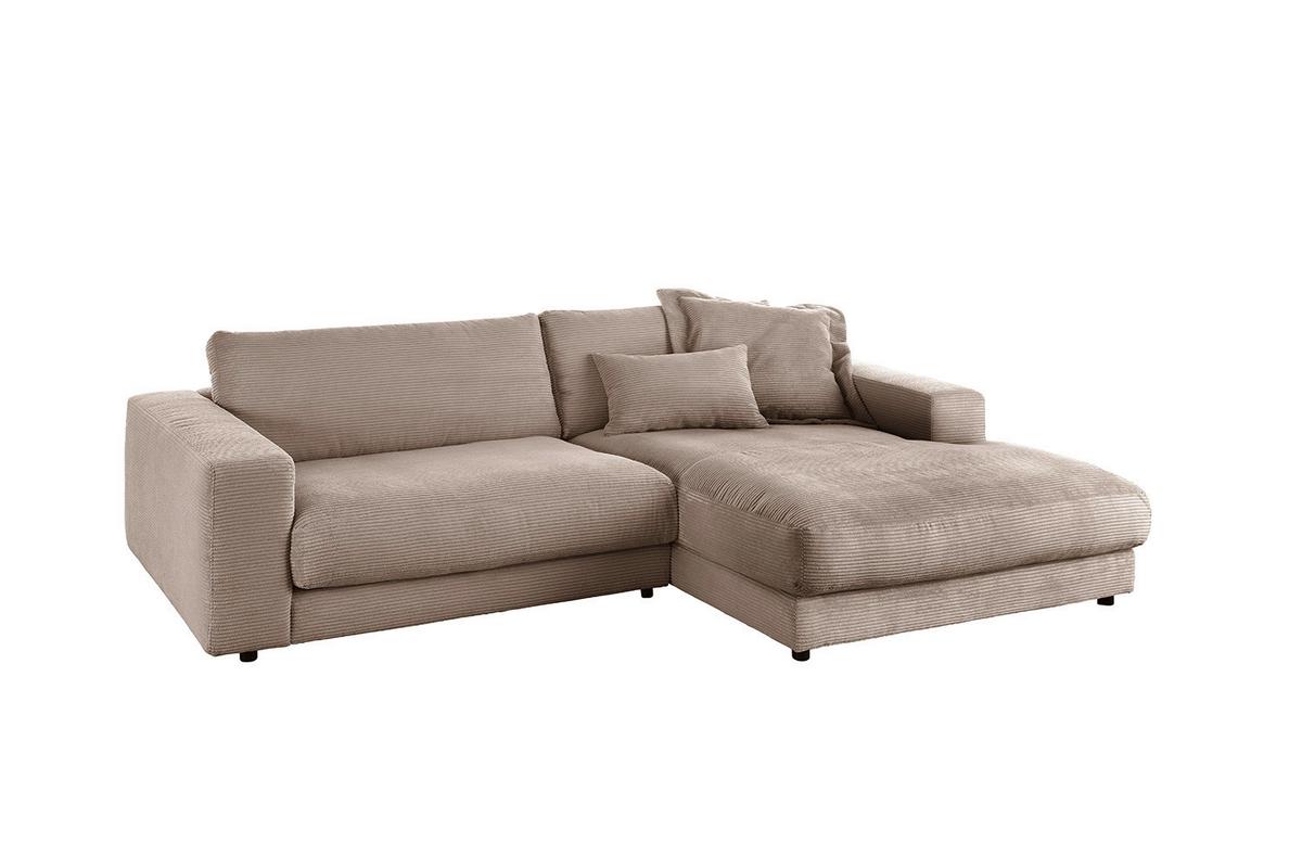 ECKSOFA MADELINE Taupe Cord - Taupe/Schwarz, Kunststoff/Textil (270/190cm) - KAWOLA