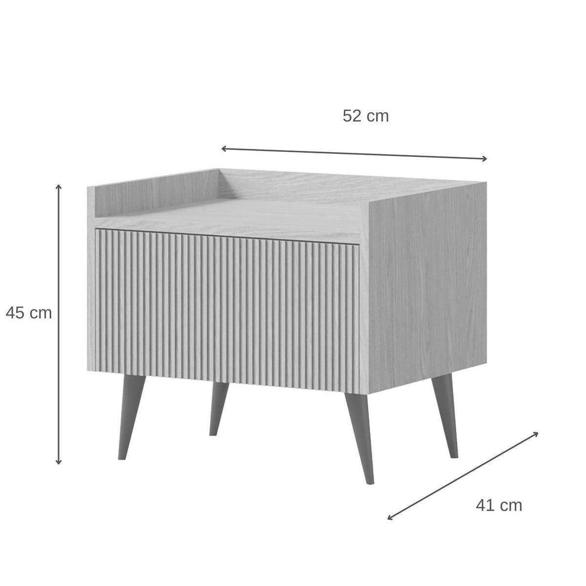 NACHTTISCH Amfali mit 1 Tür, geriffelte Fronten, Push-to-open, Metallbeine, 52 cm, Kaschmir - Kaschmir/Schwarz, Holzwerkstoff/Metall (52/45/41cm) - Beautysofa