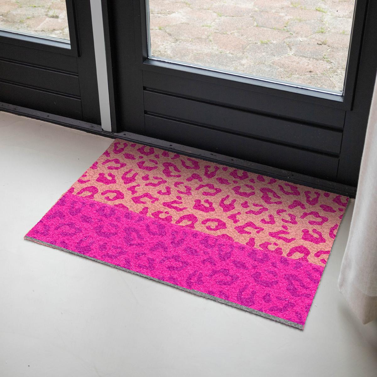 FUSSMATTE Pantherdruck - Rosa - Tierdruck - Minimalistisch Sauberlaufmatte 90x60 cm - Pink, Kunststoff (90/0.4cm) - MuchoWow