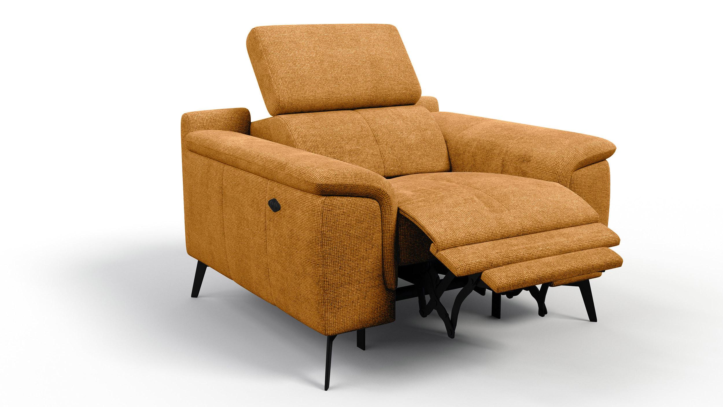 SESSEL FIERO mit Relaxfunktion, orange - Schwarz/Orange, Holzwerkstoff/Textil (114/82/103cm) - Wozimo