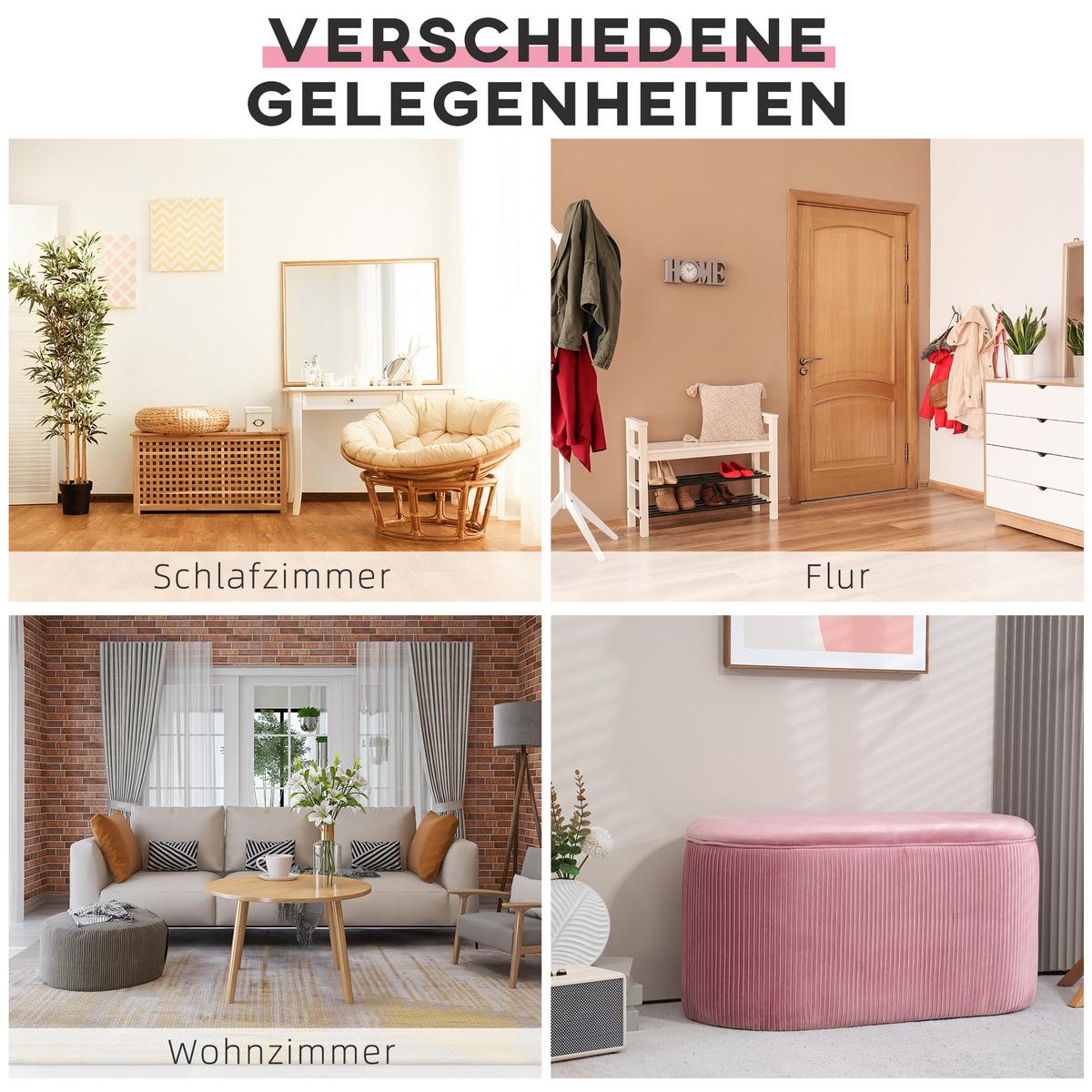 TRUHENBANK elegant Rosa - Rosa, Kunststoff (40/41/81cm) - HOMCOM